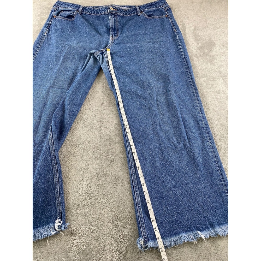 Old Navy Womens Plus 22 Mid-Rise Wide-Leg Jeans Medium Wash Raw Hem Blue Denim - Picture 10 of 14